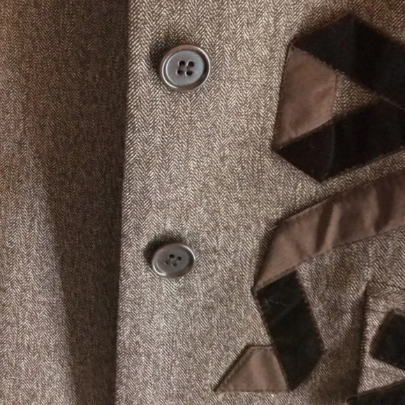 BCBGMAXAZARIA retro designer Women’s Blazer Jacket Brown Tweed & Velvet - Picture 7 of 12